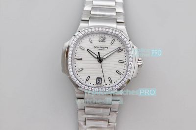 MS Factory Replica Patek Philippe Swiss Nautilus Diamond Bezel Ladies 35.2mm